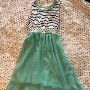 Turquoise and striped dress
